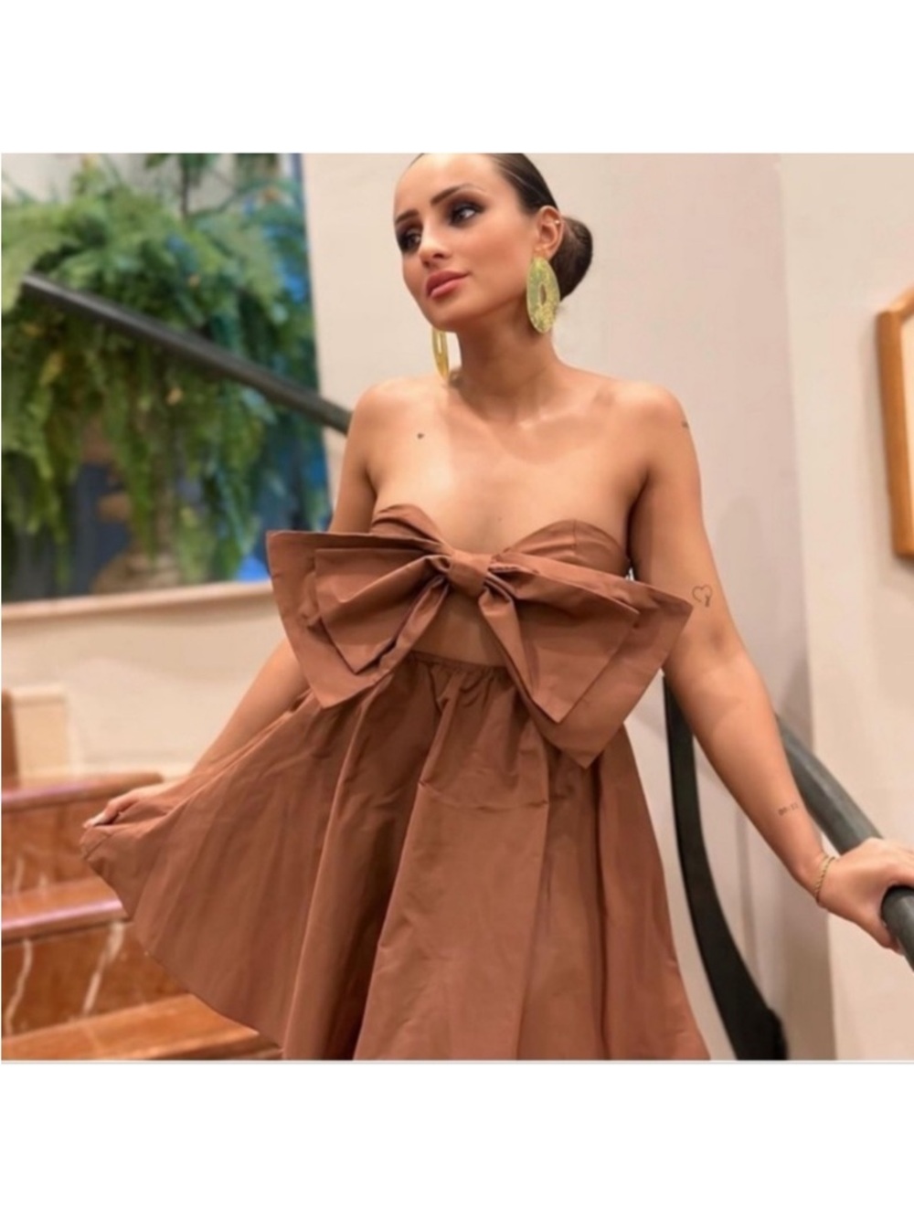 Zara Taffeta Strapless Bow-Front Mini Dress NWT SMALL